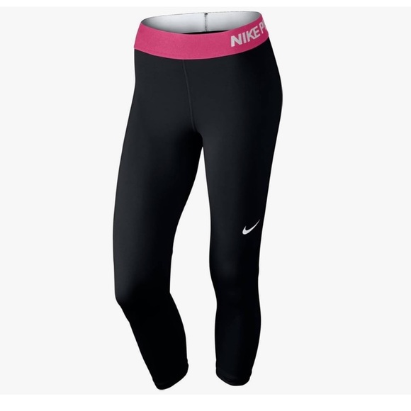 Nike Women's Black and Pink Swim Leggings - Picture 1 of 7